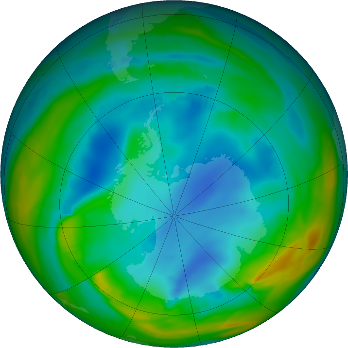 Antarctic ozone map for 18 July 2017